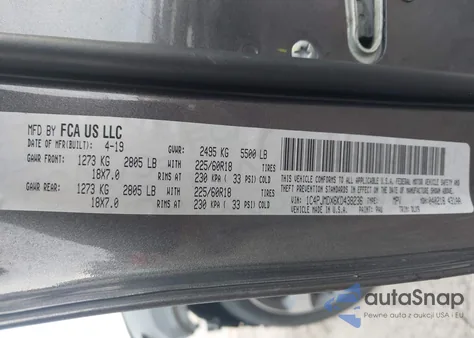 2019 Jeep Cherokee Limited 4X4 from USA, damaged, VIN 1C4PJMDX6KD438236